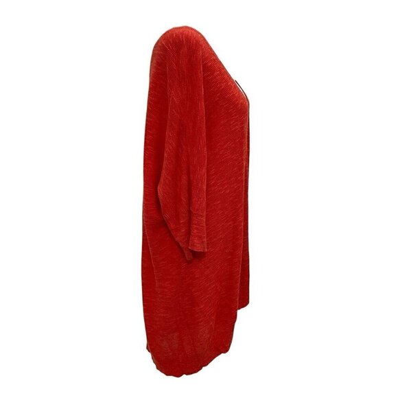 Eileen Fisher Linen Blend Open Knit Lightweight Sweater Tunic Coral size Large - Picture 4 of 8